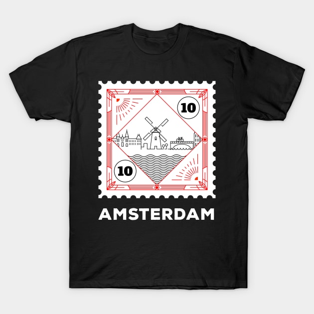 Amsterdam Stamp Design T-Shirt by kursatunsal